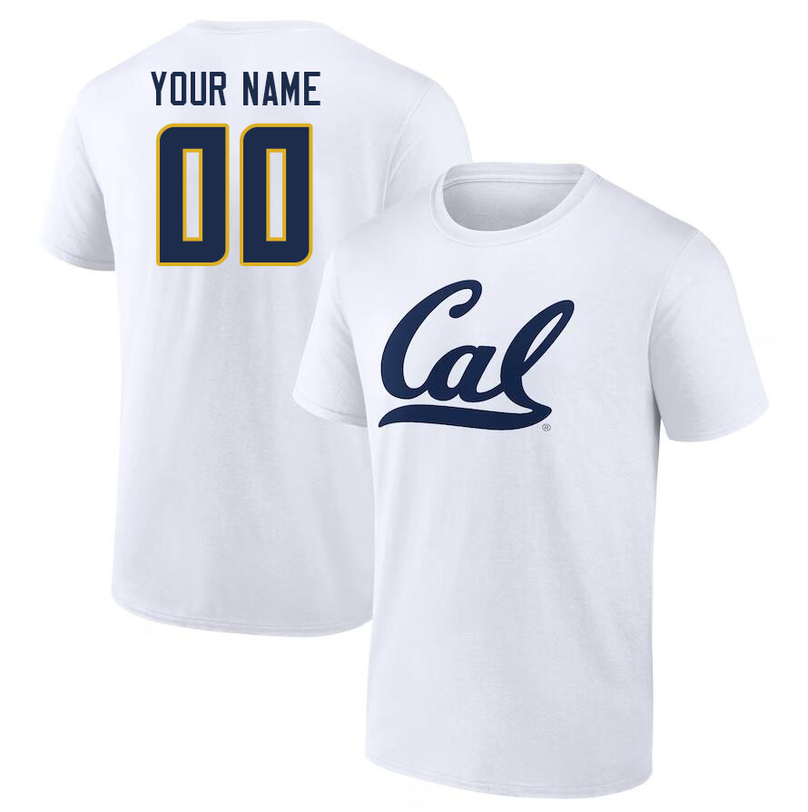 Custom Cal Bears Name And Number College Tshirt-White - Click Image to Close